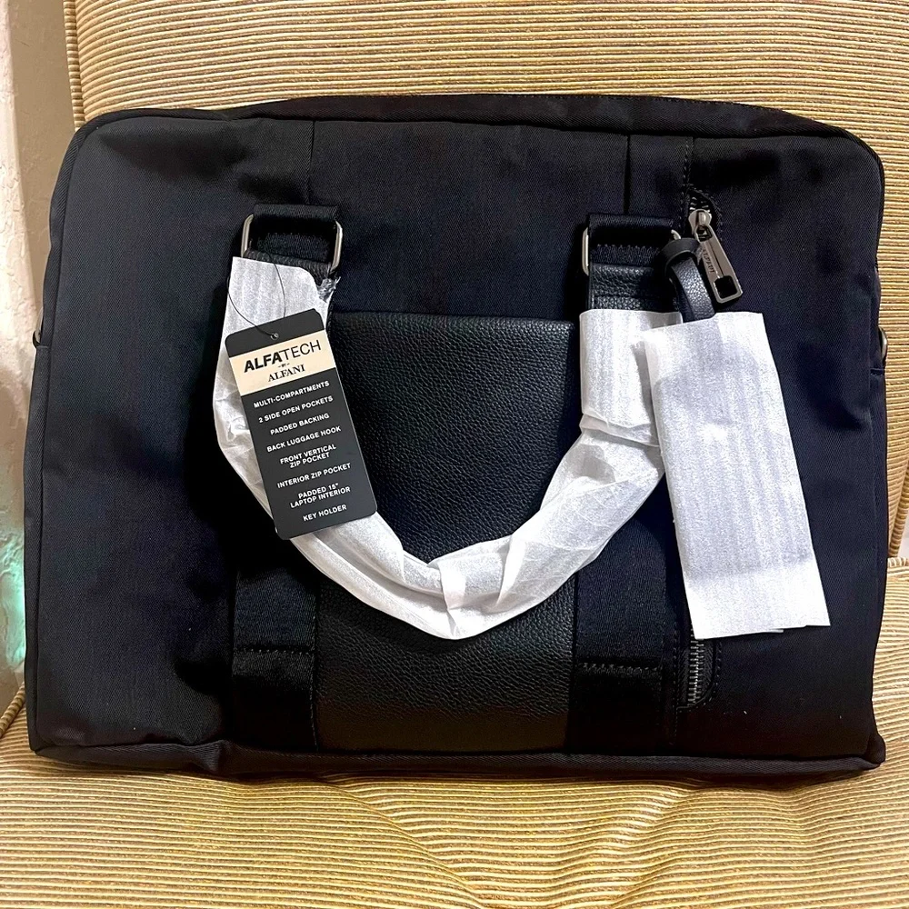 NWT 🎉ALFANI AlfaTech Black Soft-Sided 15” Laptop Bag/Briefcase - Picture 11 of 11